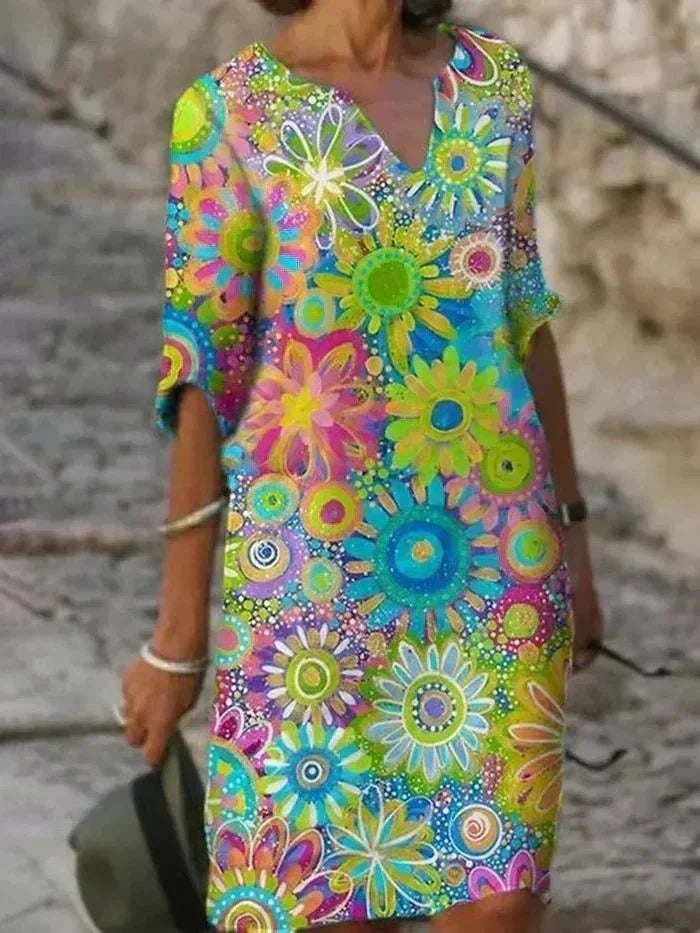 Nira | Abito Midi a Fiori Splendente