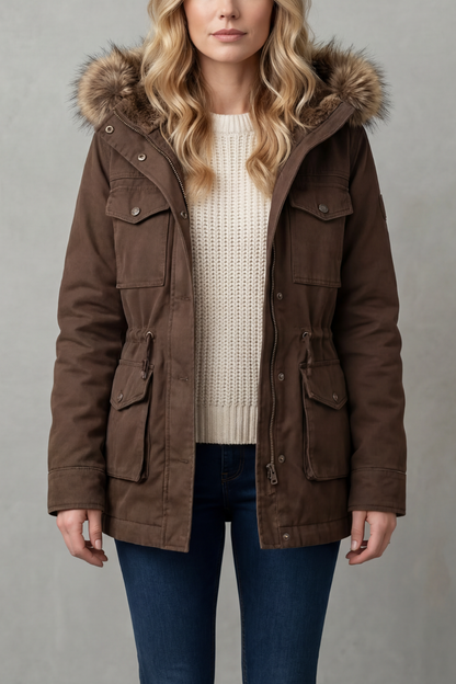 Greta | Parka con Cappuccio e Bordo in Pelliccia Sintetica
