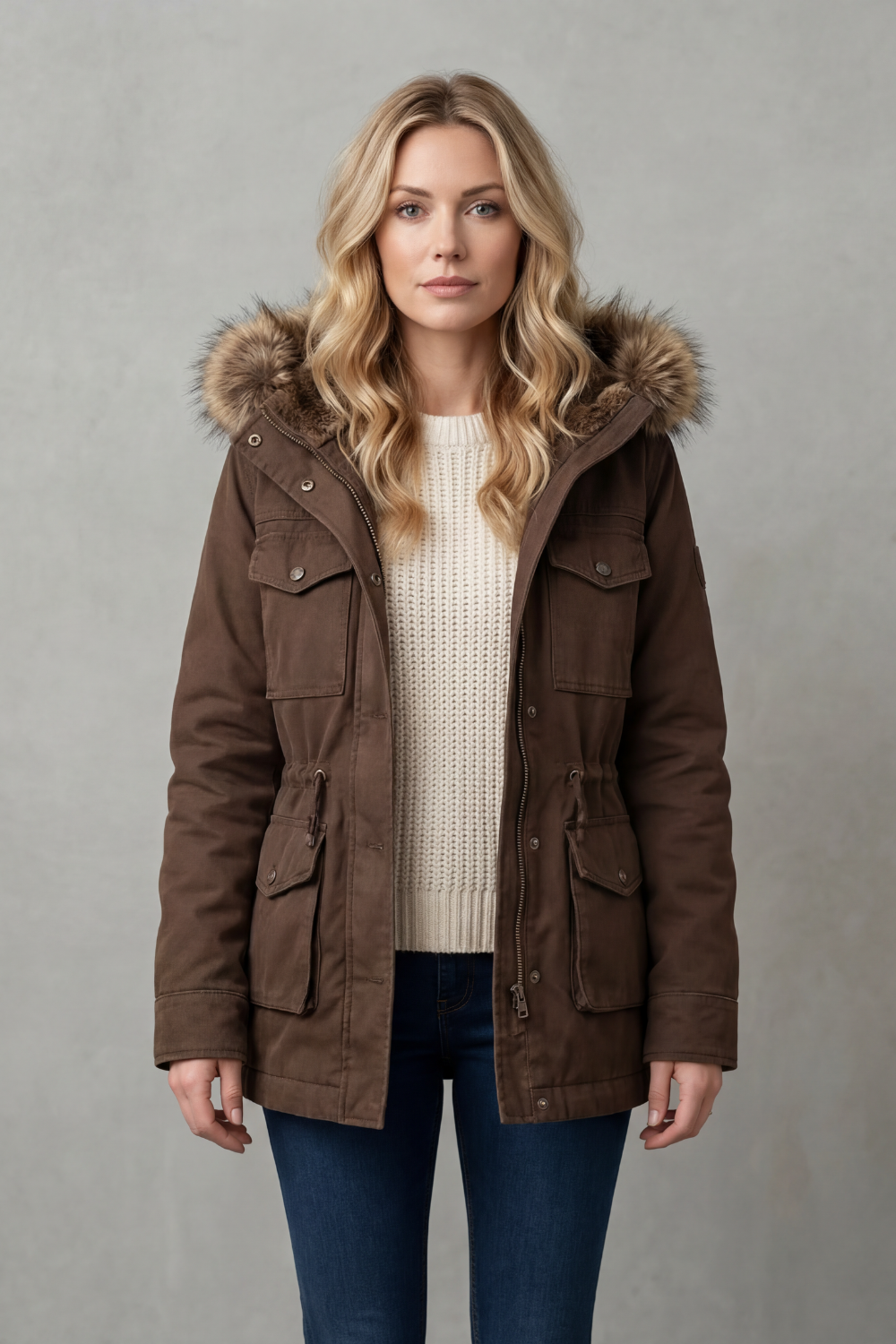 Greta | Parka con Cappuccio e Bordo in Pelliccia Sintetica