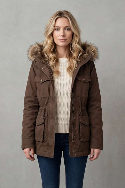 Greta | Parka con Cappuccio e Bordo in Pelliccia Sintetica