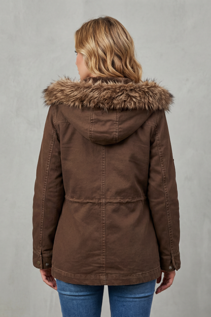 Greta | Parka con Cappuccio e Bordo in Pelliccia Sintetica