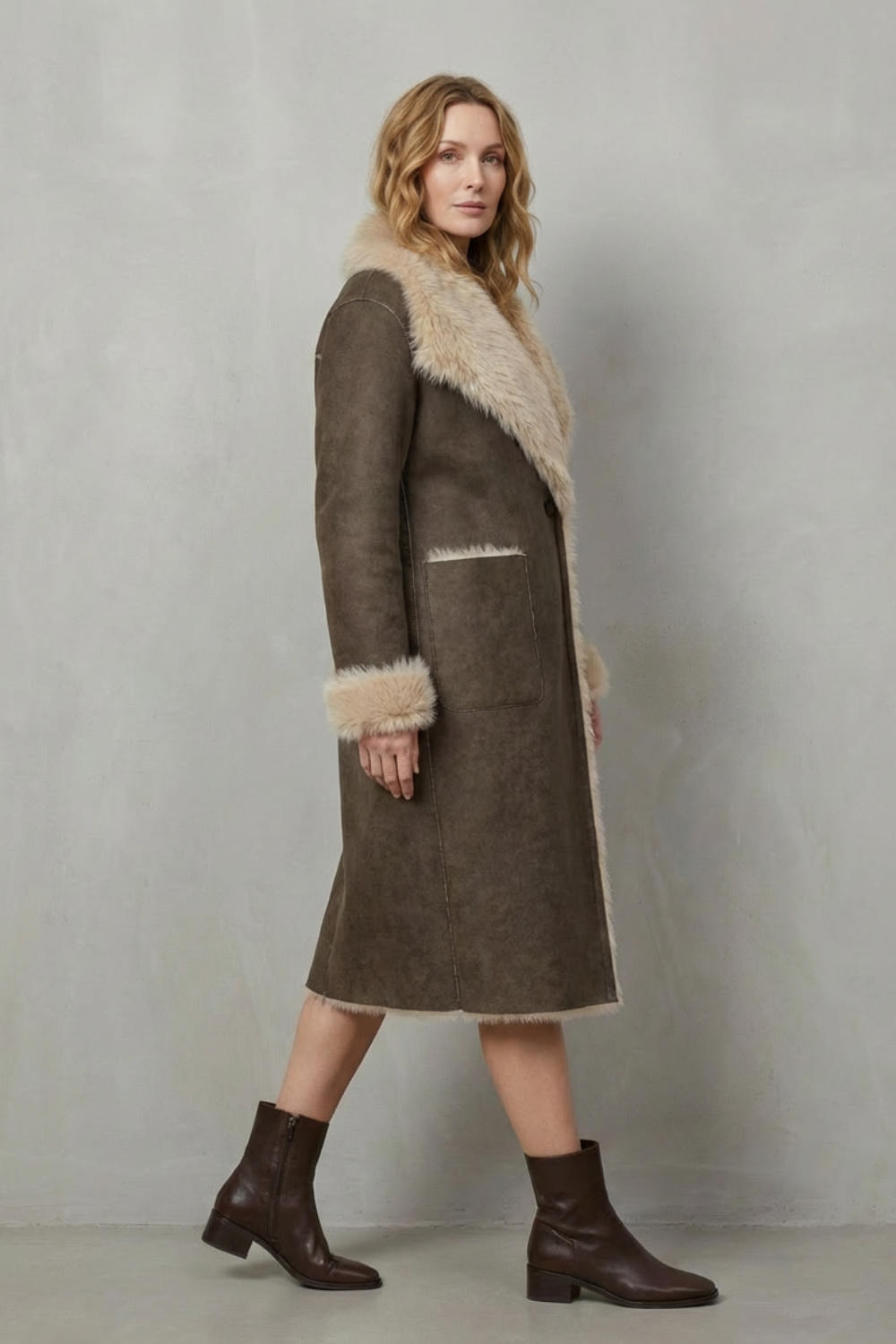 Alessandra | Cappotto Reversibile in Finto Shearling Testurizzato