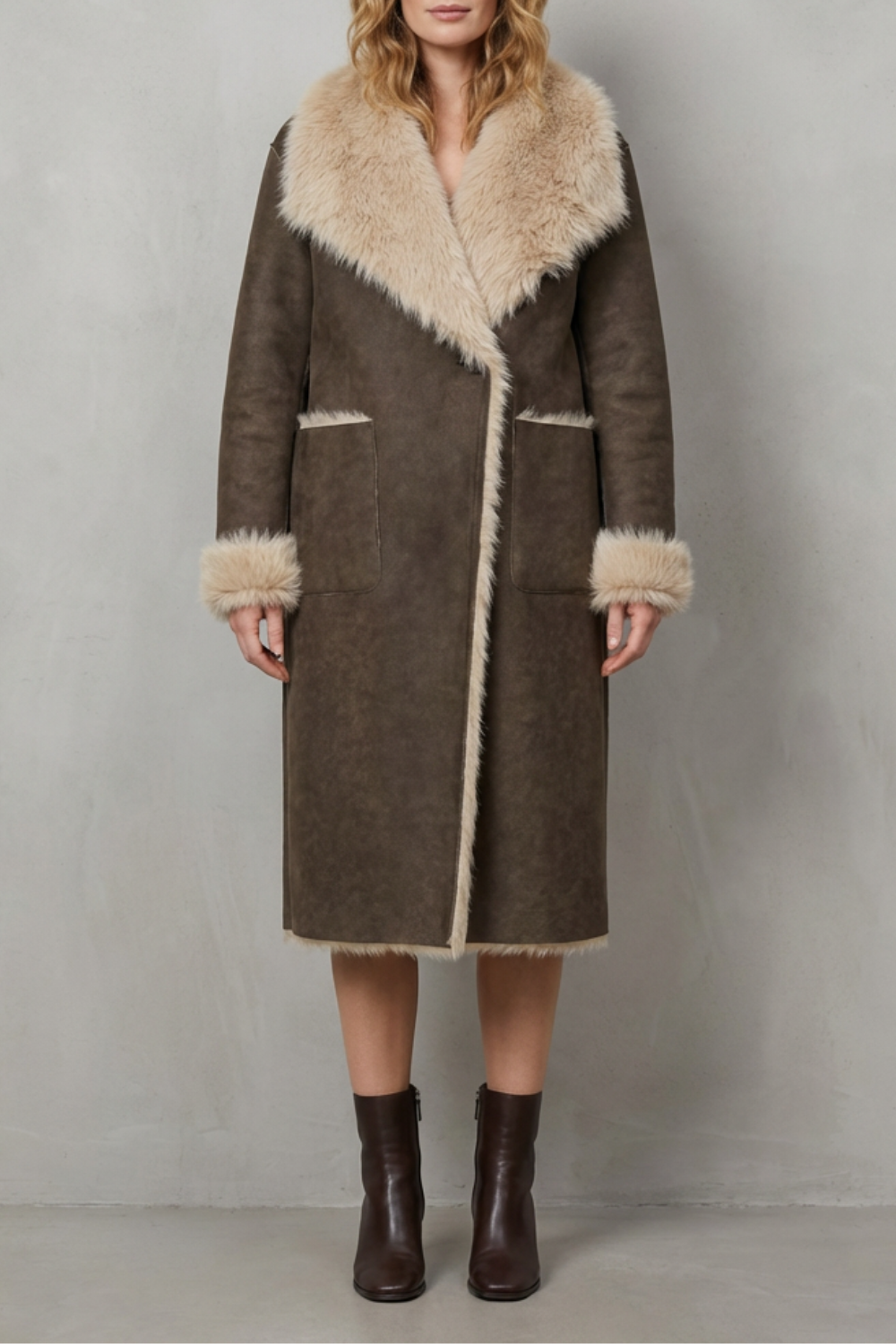 Alessandra | Cappotto Reversibile in Finto Shearling Testurizzato