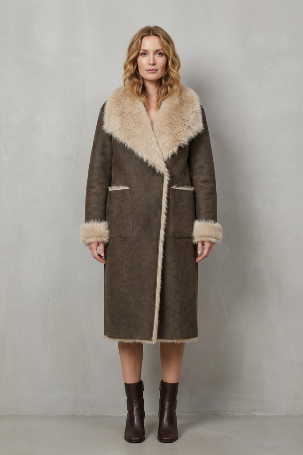 Alessandra | Cappotto Reversibile in Finto Shearling Testurizzato
