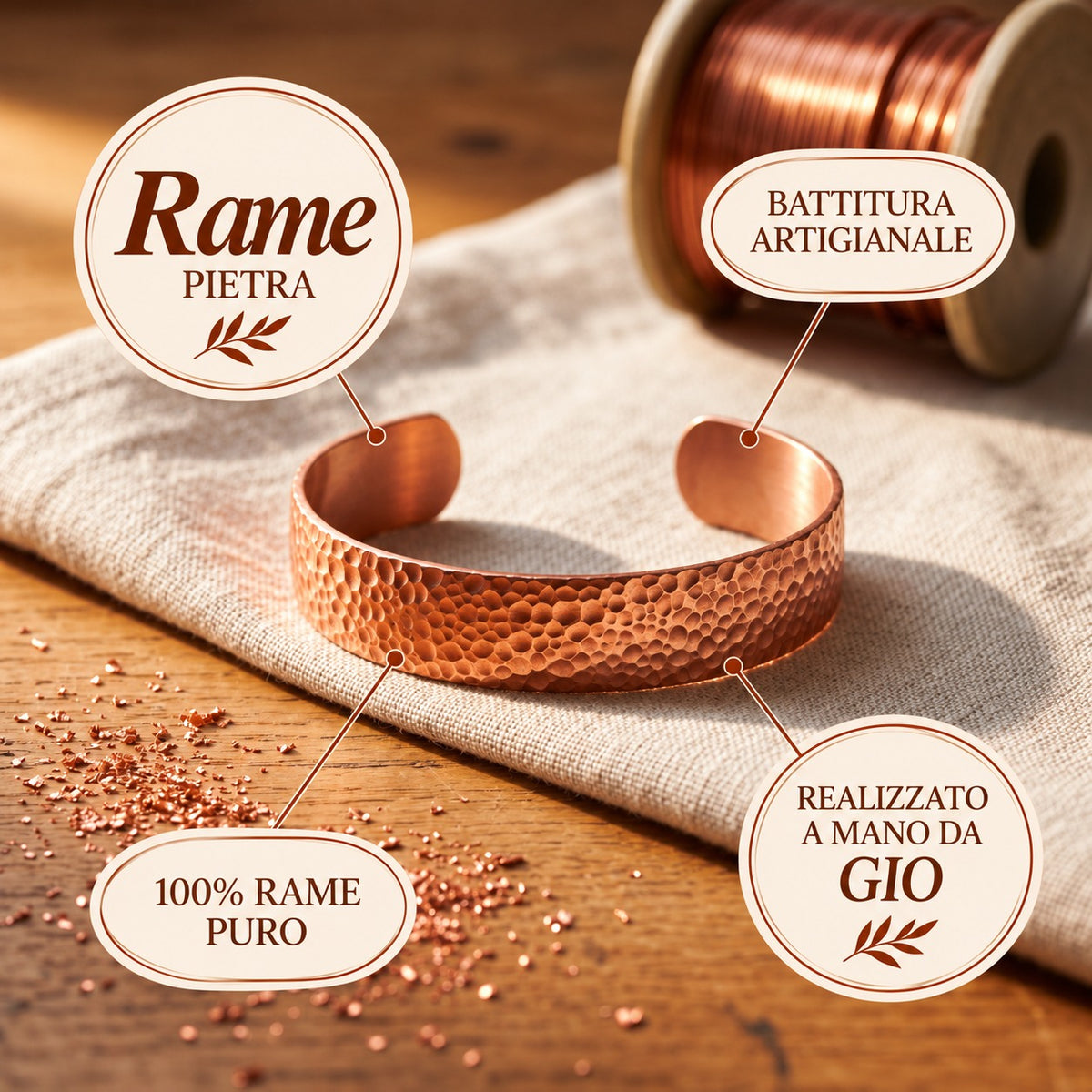 Bracciale in Rame della Luna di Gio