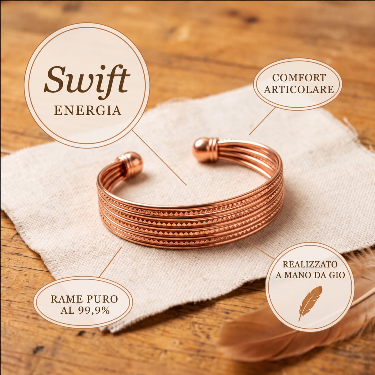 Bracciale in Rame Veloce di Gio
