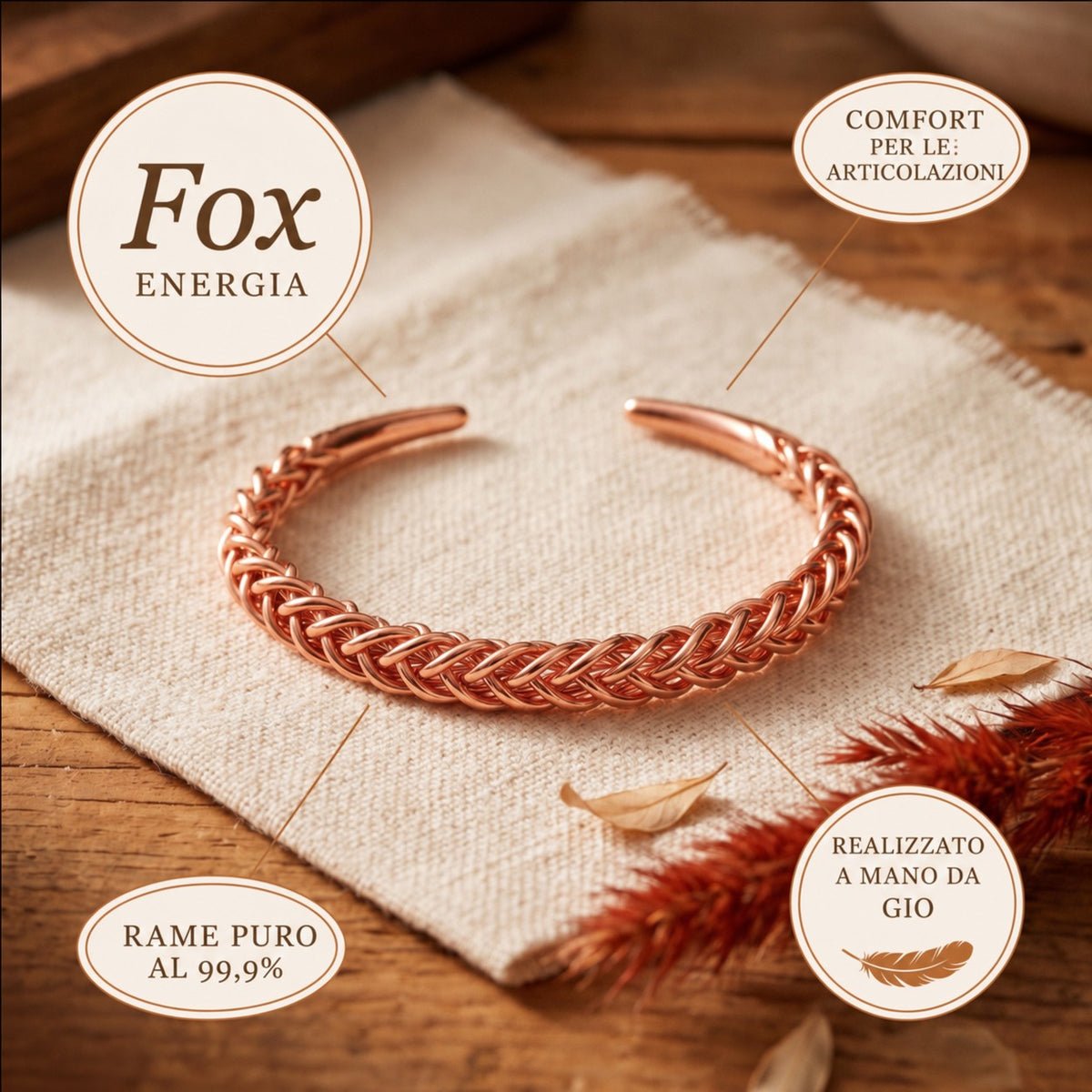 Bracciale in Rame Fox di Gio