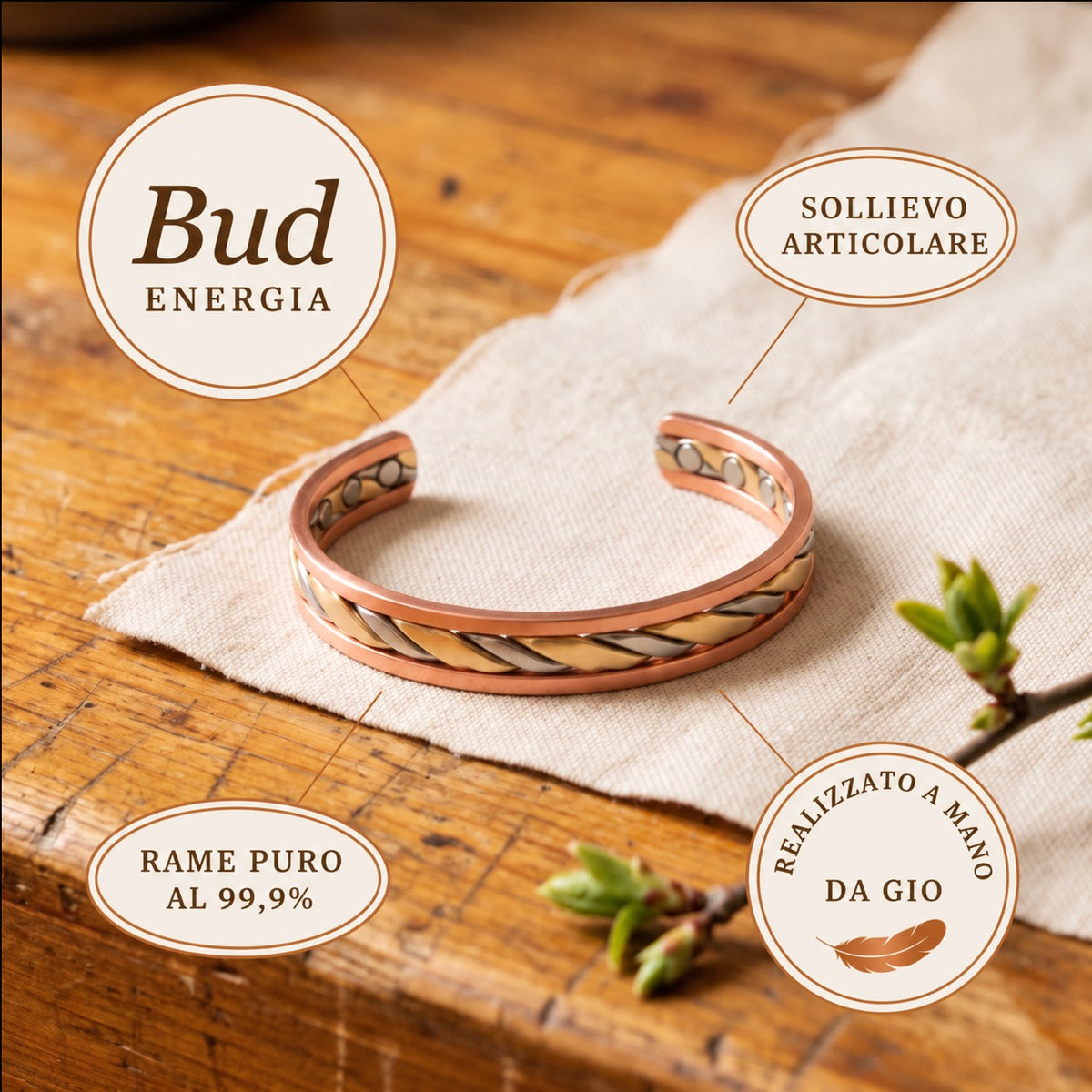 Bracciale in Rame Bud di Gio