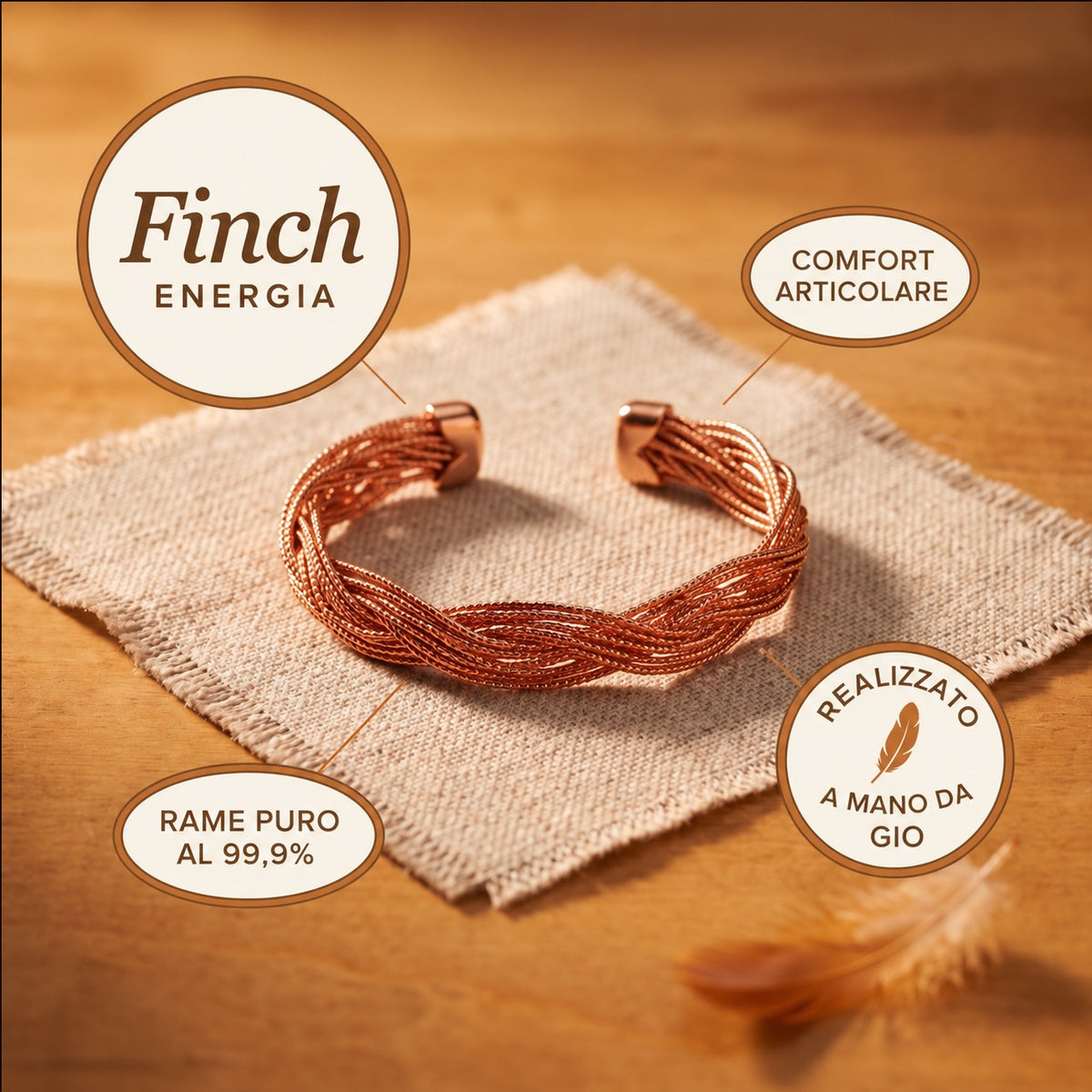 Bracciale in Rame Finch di Gio