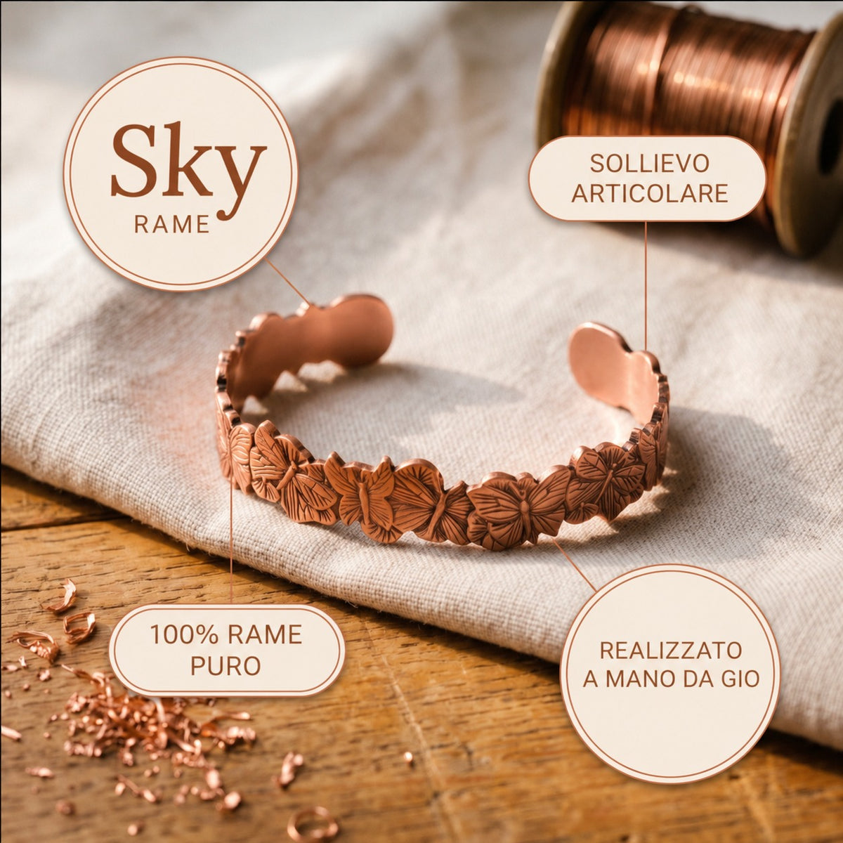 Bracciale in Rame del Cielo di Gio