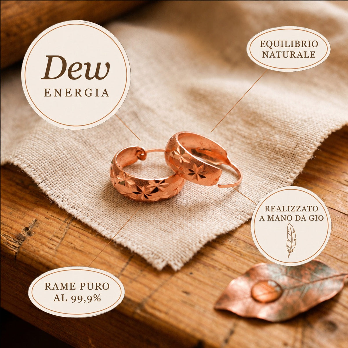 Orecchini in Rame Dew di Gio