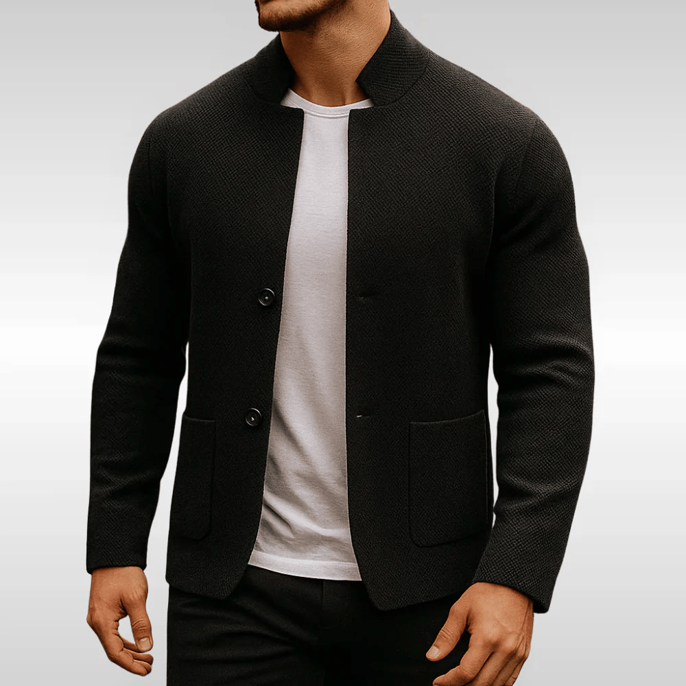 Adriano | Blazer in maglia testurizzata con collo alla coreana