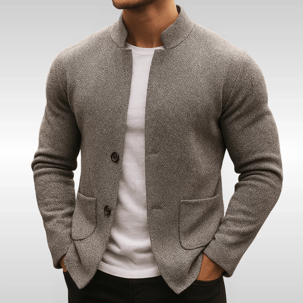 Adriano | Blazer in maglia testurizzata con collo alla coreana