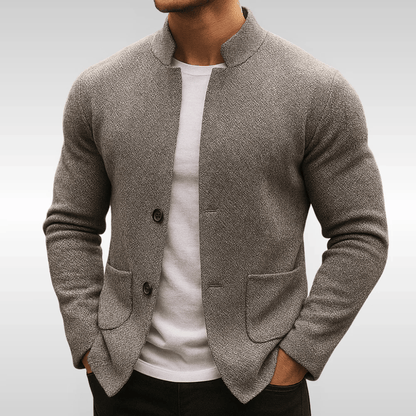 Adriano | Blazer in maglia testurizzata con collo alla coreana