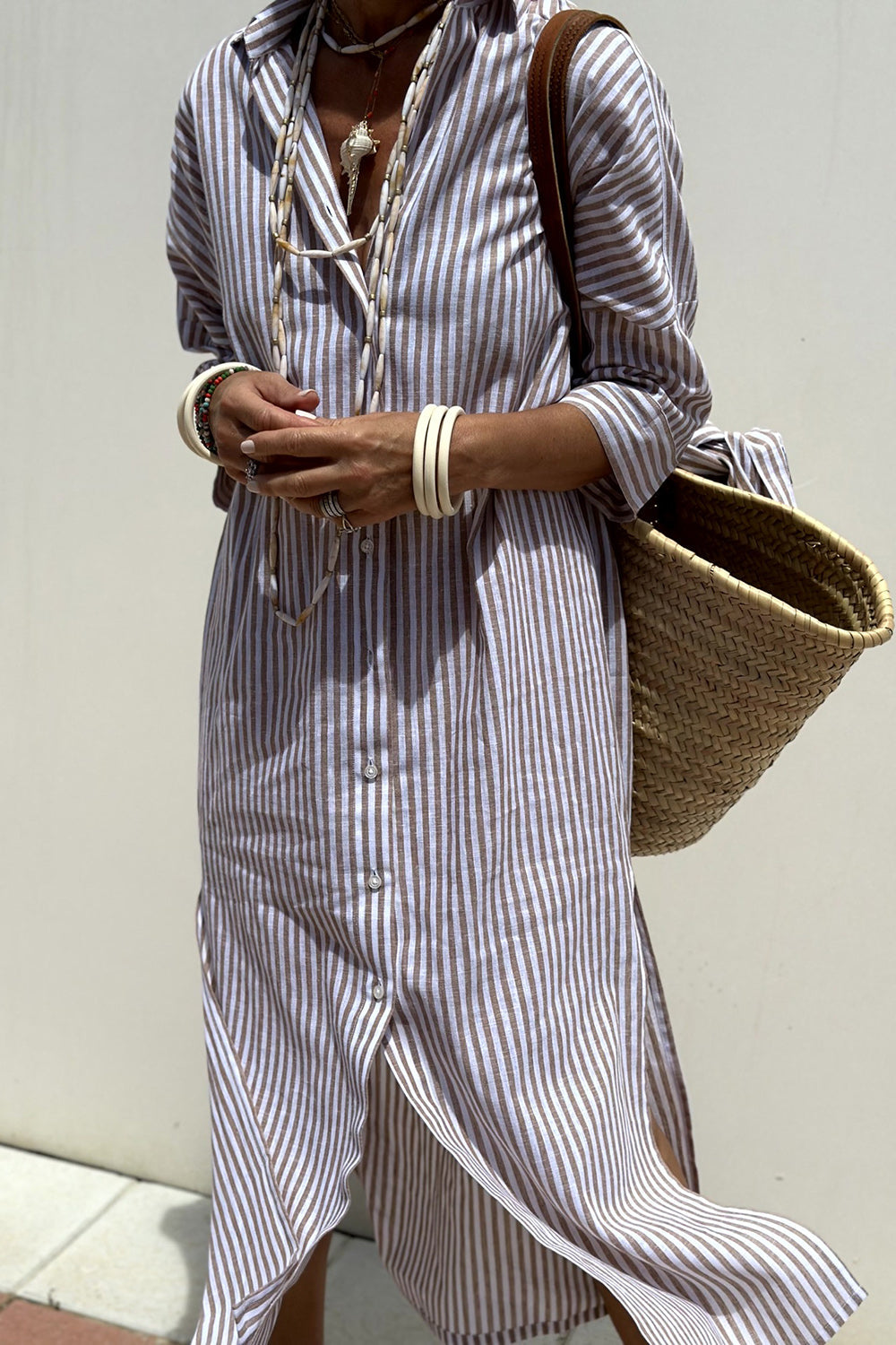 Sophia | Abito Camicia a Strisce Senza Tempo con Elegante Comfort