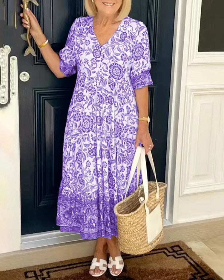 Keisha | Elegante Vestito a Fiori con Scollatura a V