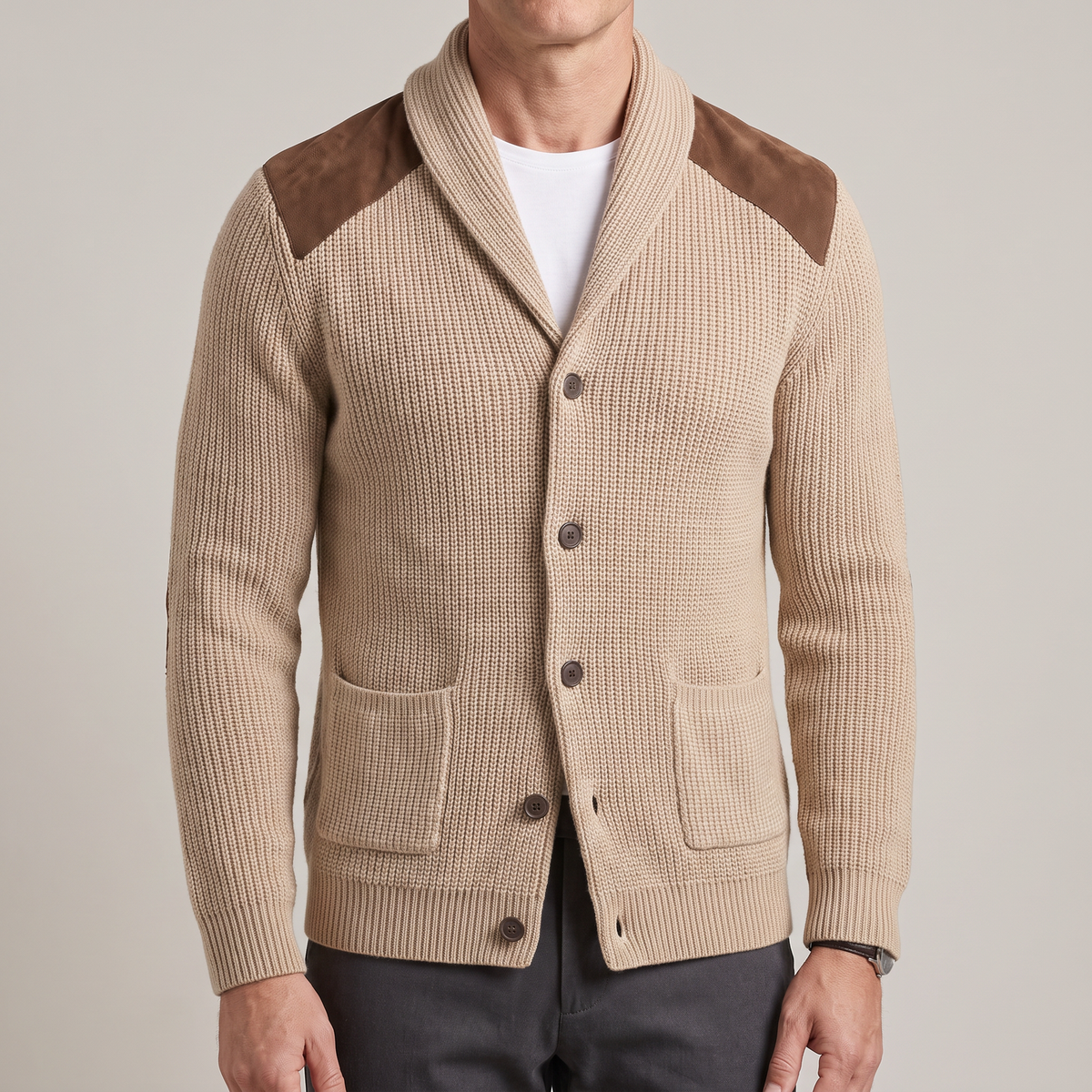 Marco | Blazer elegante in maglia con dettagli in suede