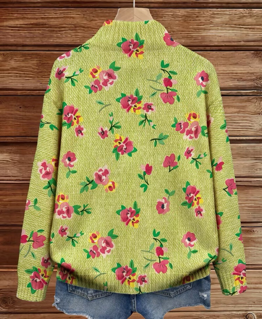 Dagmar™ | Cardigan con fiori su verde lime