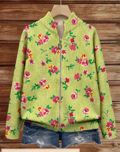 Dagmar™ | Cardigan con fiori su verde lime