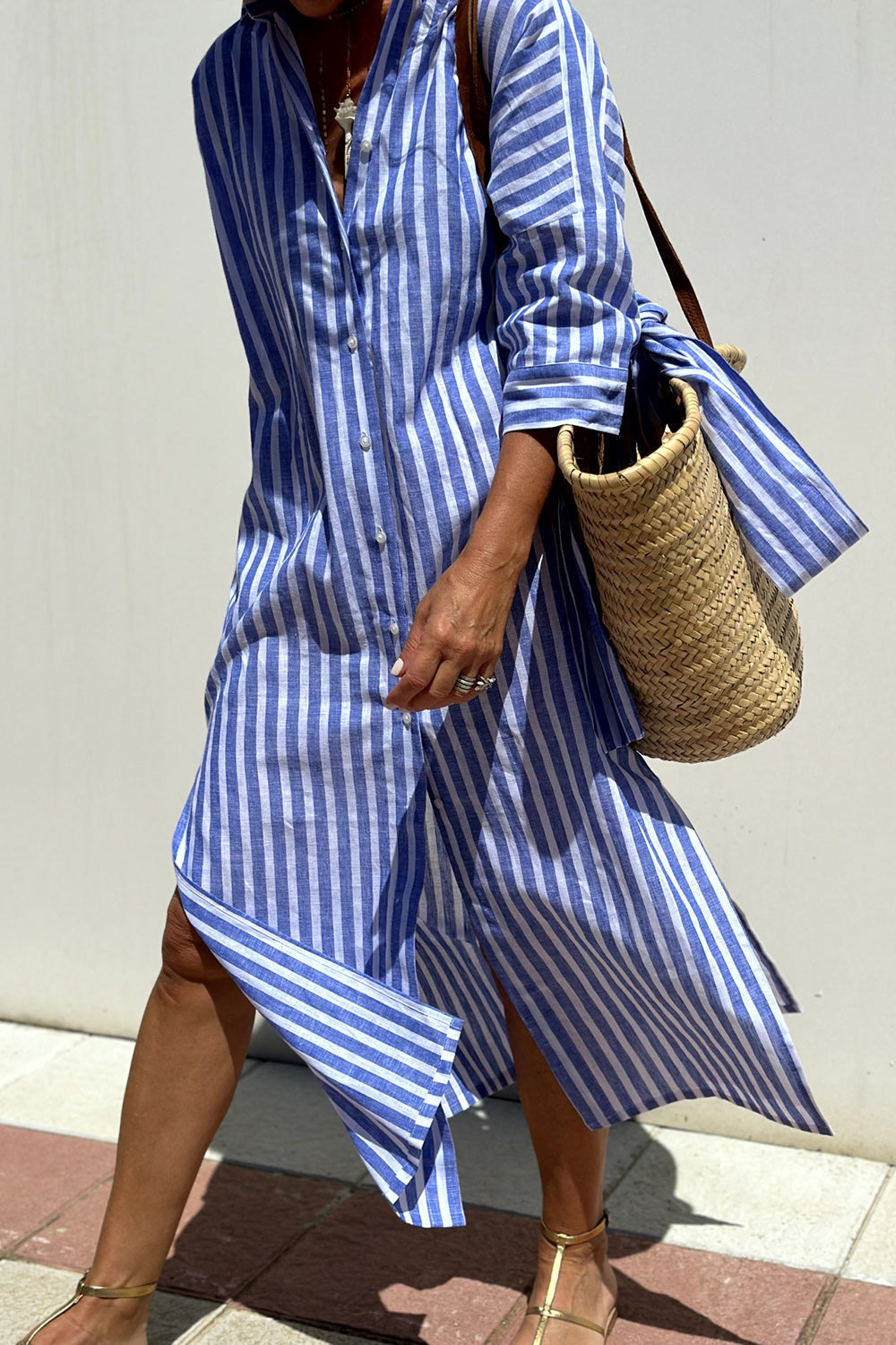 Sophia | Abito Camicia a Strisce Senza Tempo con Elegante Comfort