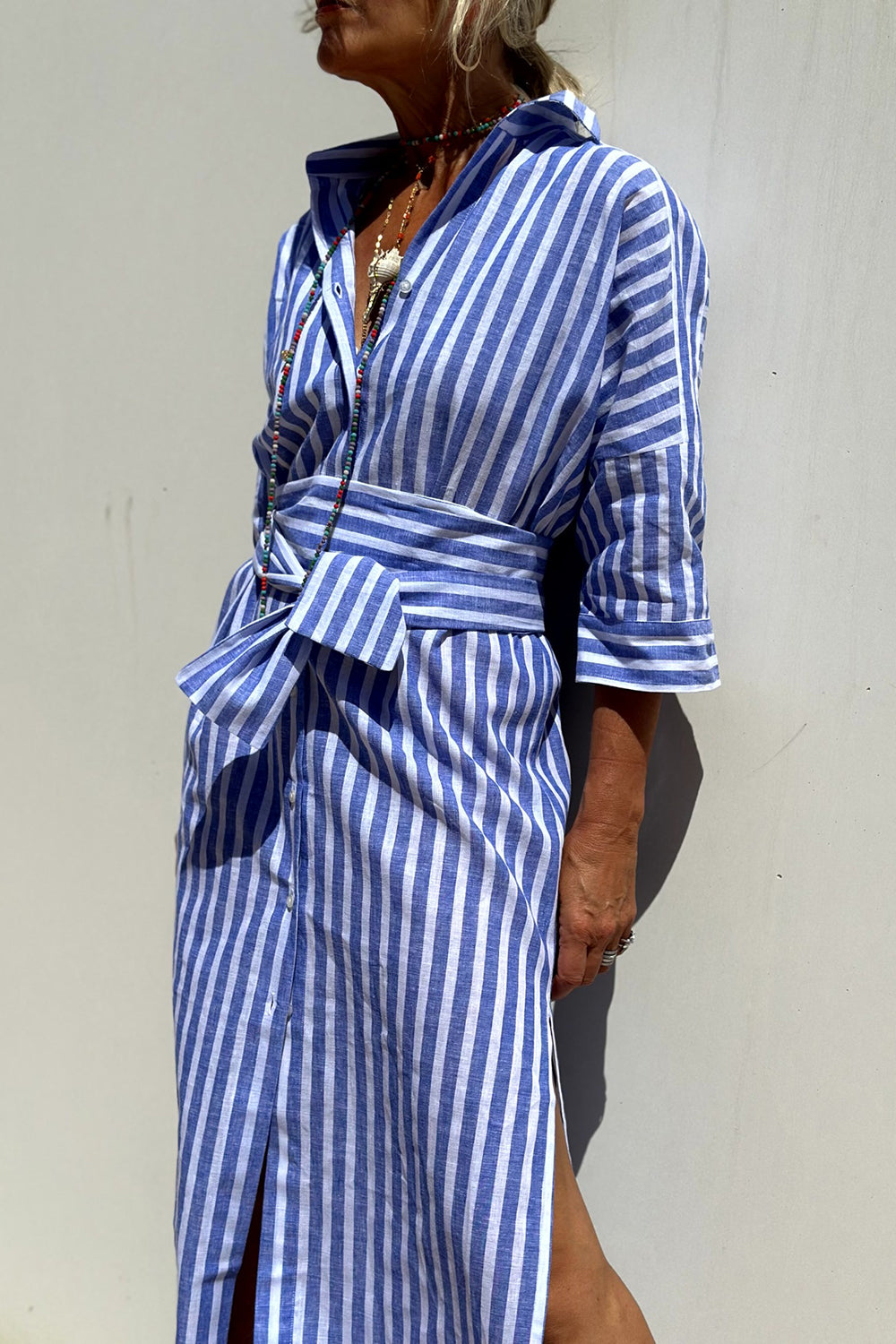 Sophia | Abito Camicia a Strisce Senza Tempo con Elegante Comfort