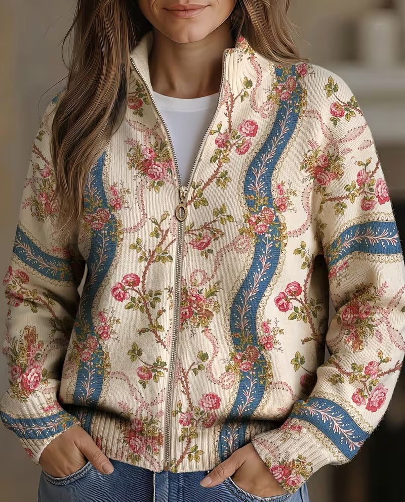 Cornelia™ | Cardigan con rose rampicanti