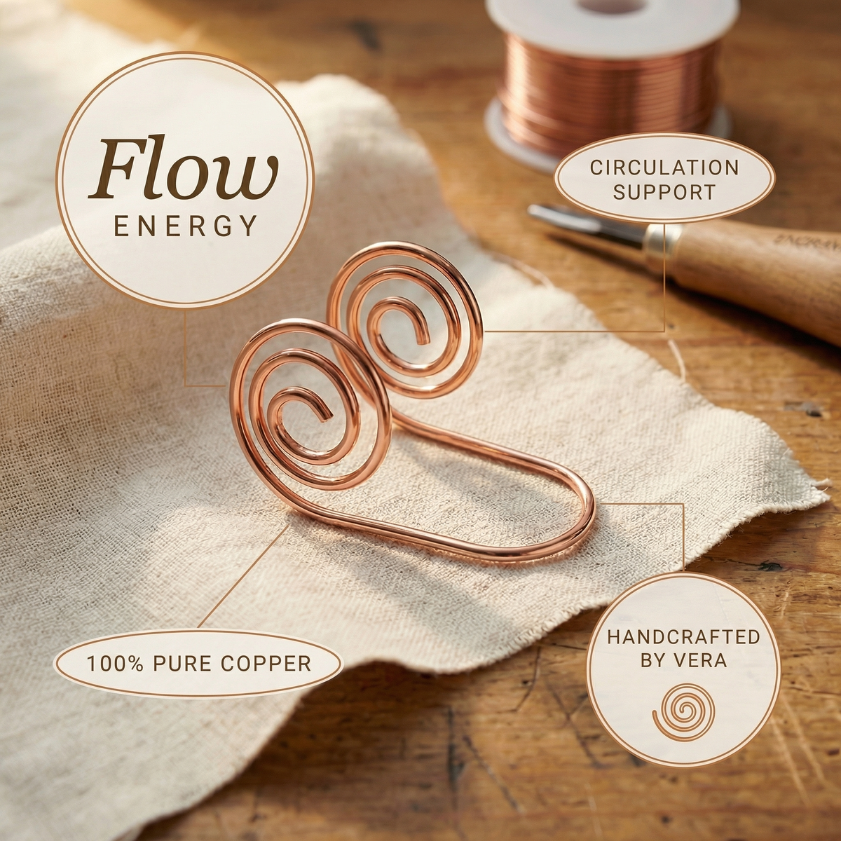 Spirale in Rame per la Mano di Gio