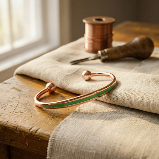Bracciale in rame e giada