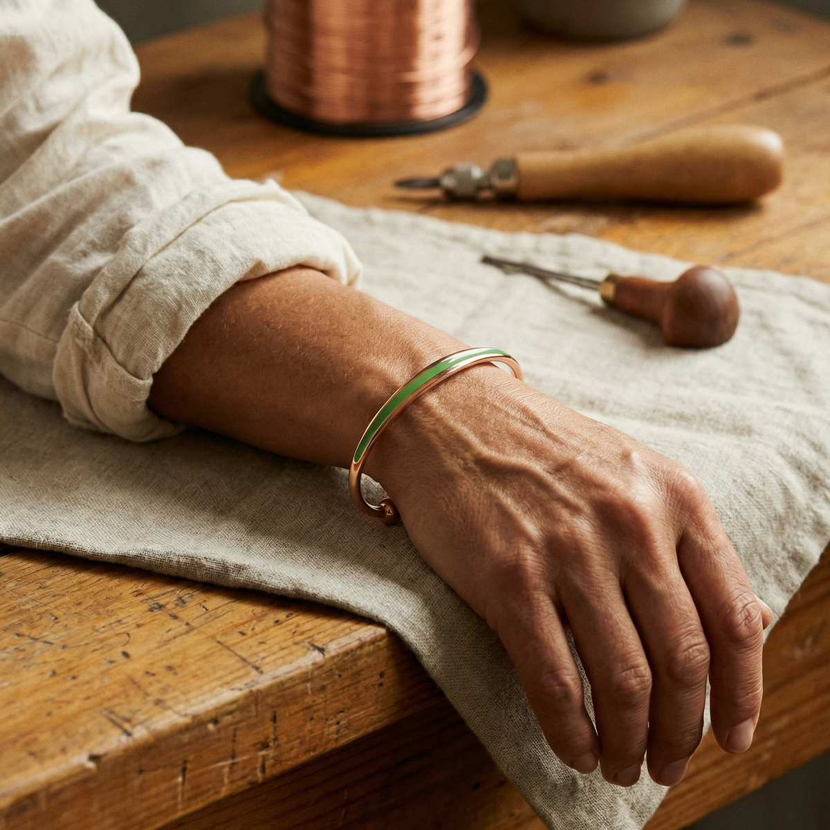 Bracciale in Rame e Giada di Gio