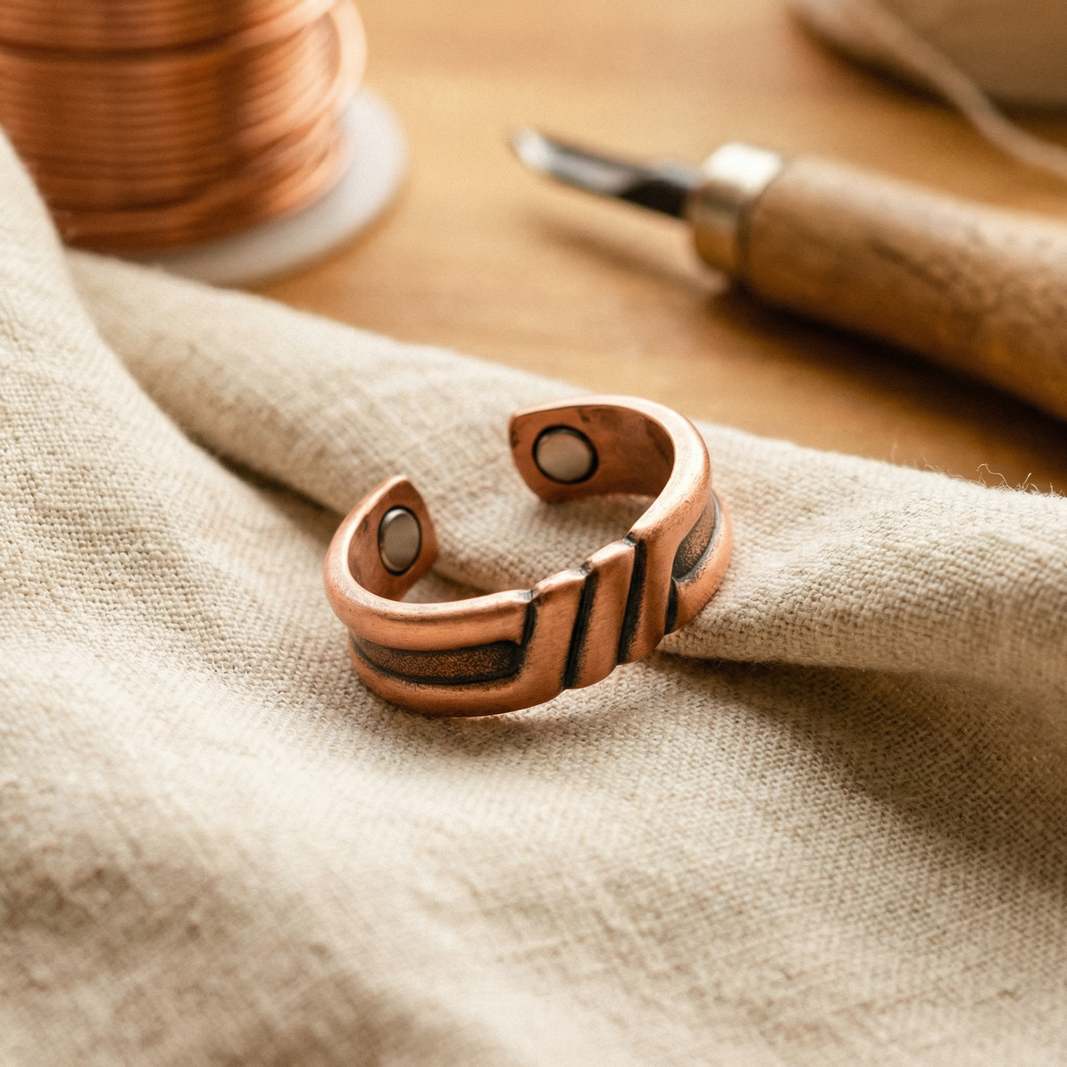 Anello in rame Torba a scanalature