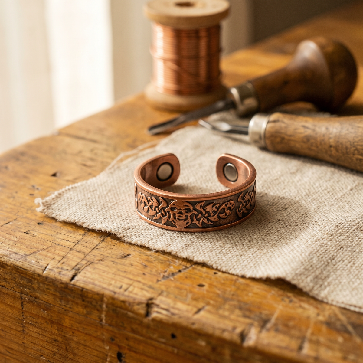 Anello in rame Clag a motivo floreale