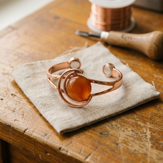Bracciale in rame con pietre arancioni