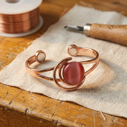 Bracciale in rame con pietra rosa