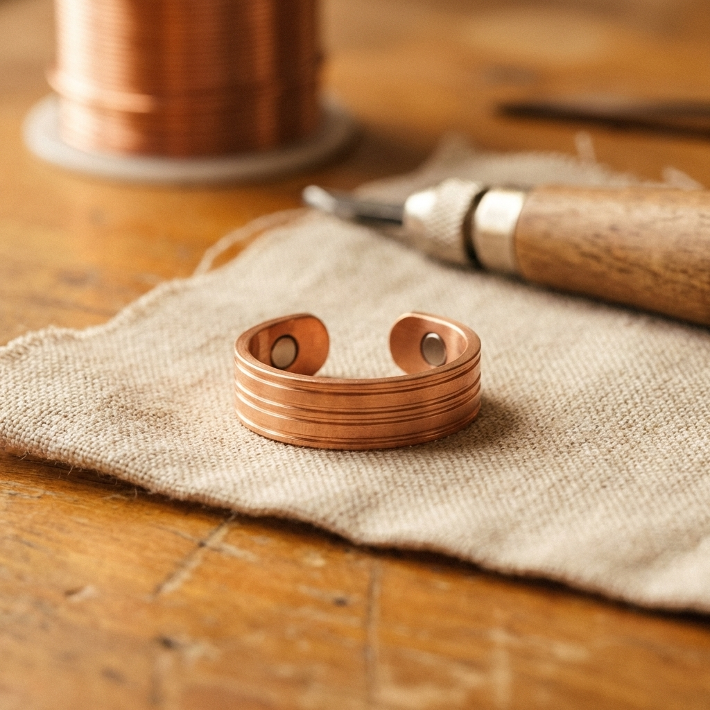 Anello in rame a tre scanalature