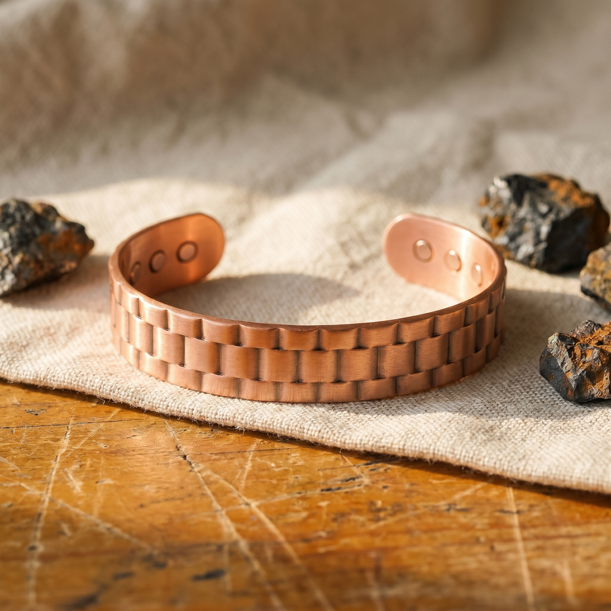Bracciale da uomo in rame grezzo