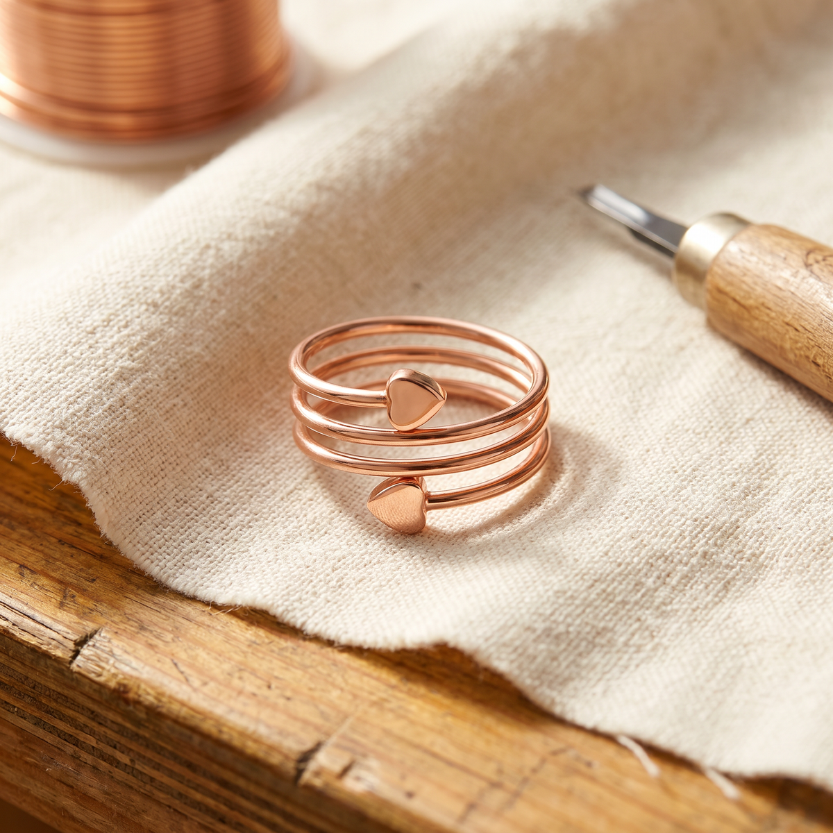 Anello in rame Haven con fasce a spirale