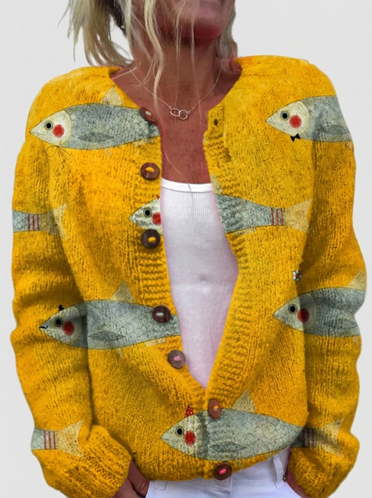 Petra™ | Cardigan con stampa di pesci