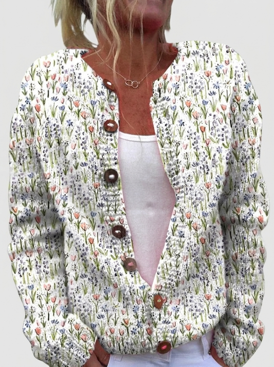 Ursula™ | Cardigan con delicate fioriture selvatiche