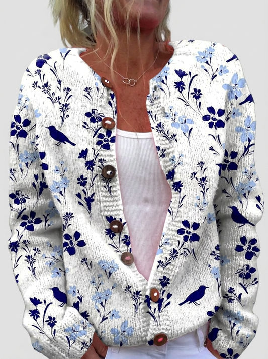 Brigitte™ | Cardigan con Uccelli e Fiori