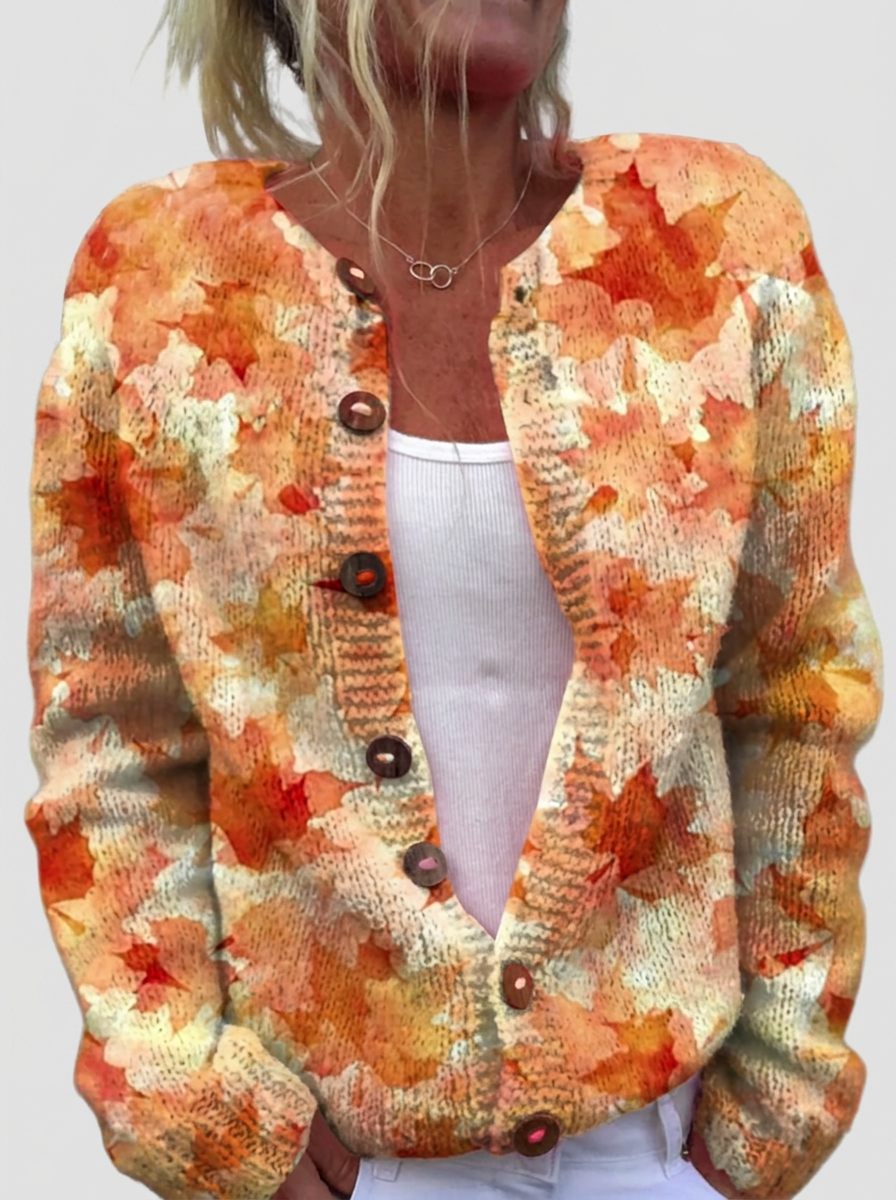 Helga™ | Cardigan con foglie d'autunno