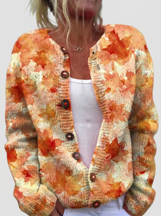 Helga™ | Cardigan con foglie d'autunno