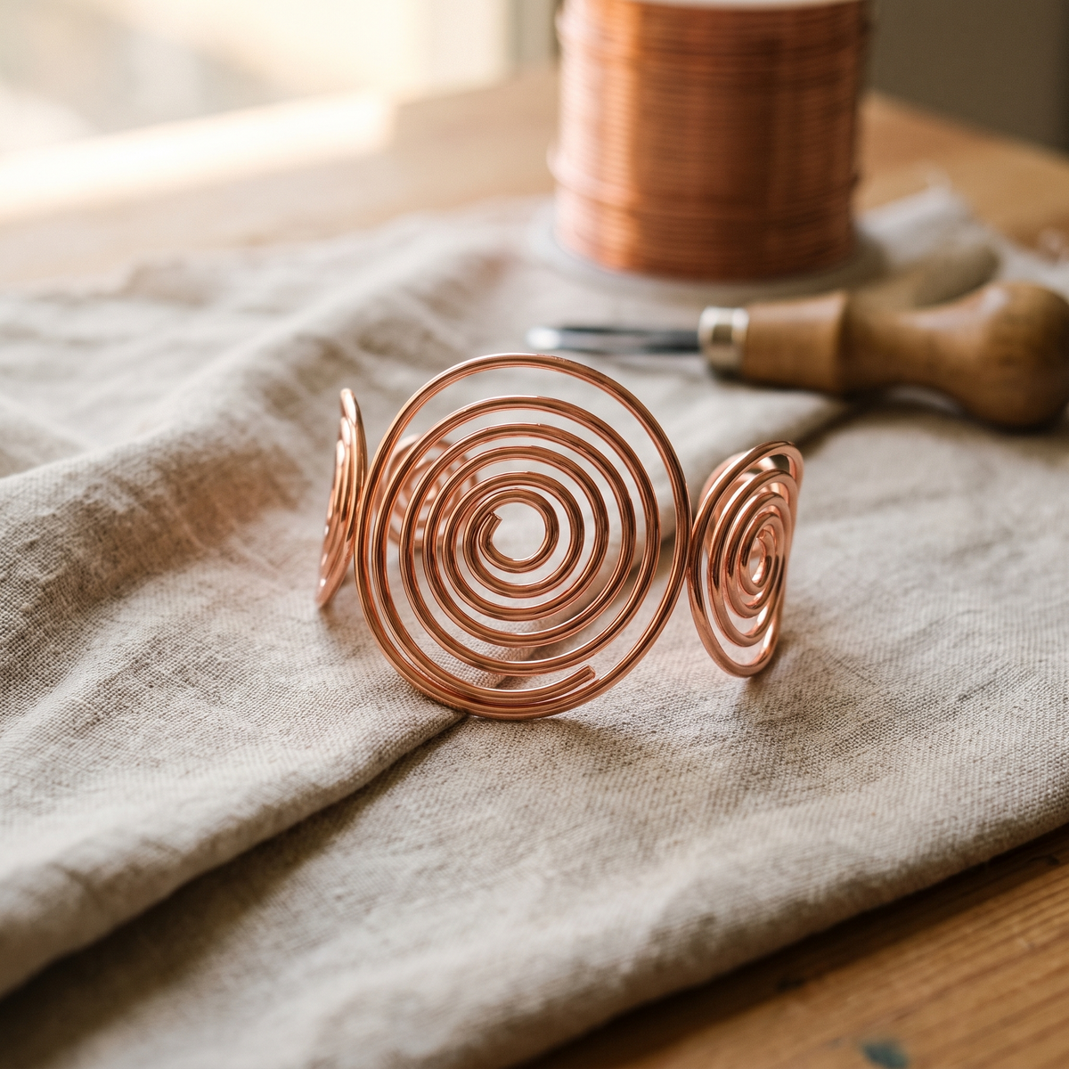 Bracciale in rame a spirale