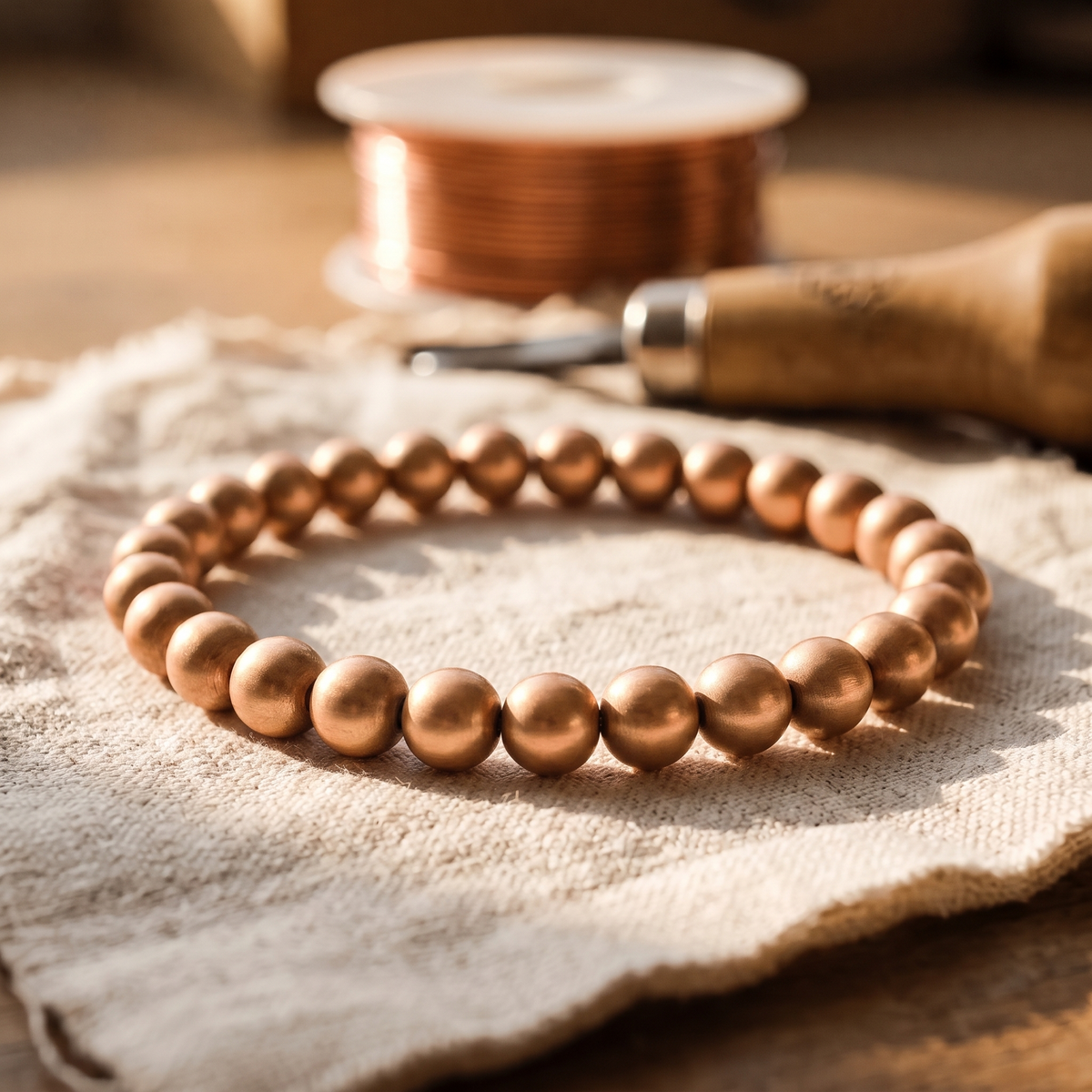 Bracciale in rame con perline