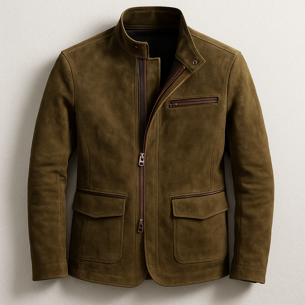 Giacca in pelle scamosciata da uomo, modello Alessandro
