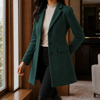 Sabrina | Cappotto Sartoriale Effetto Lana con Rever a Lancia