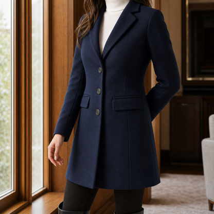 Sabrina | Cappotto Sartoriale Effetto Lana con Rever a Lancia