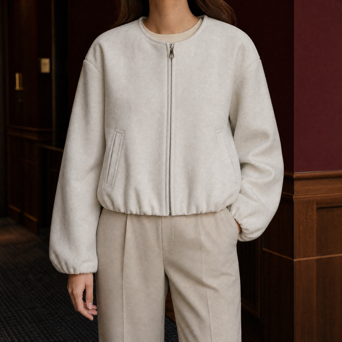 Fausta | Bomber Corto senza Colletto con Zip