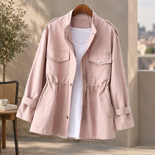 Savina | Giacca Utility con Coulisse in Vita e Collo Alto