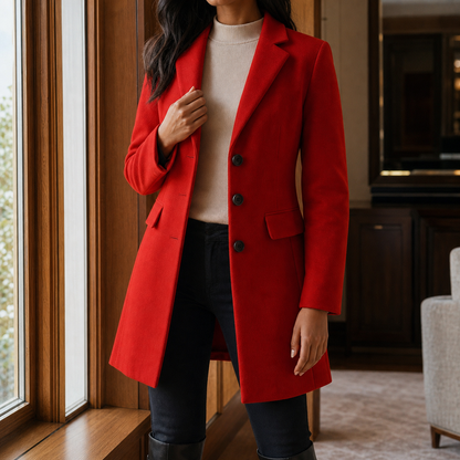 Sabrina | Cappotto Sartoriale Effetto Lana con Rever a Lancia