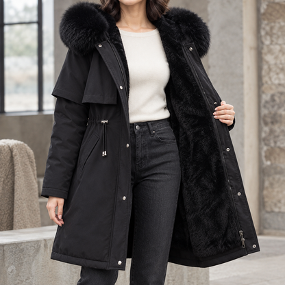 Ambra | Parka Lungo con Cappuccio e Interno in Peluche